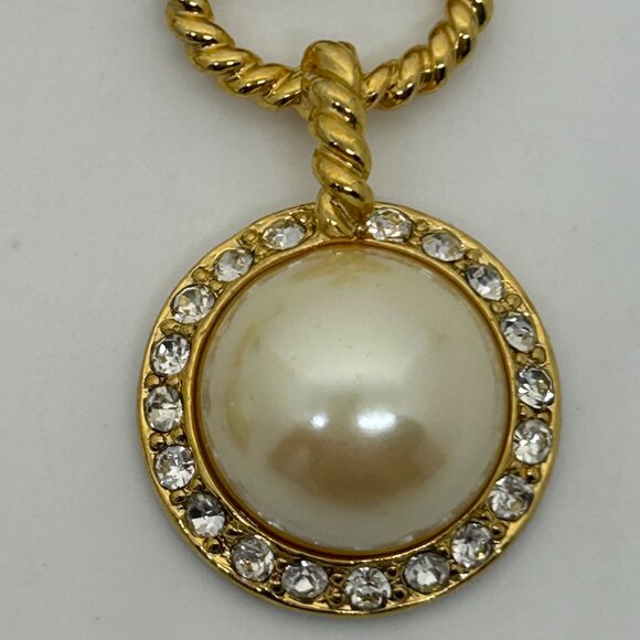 Gold-Tone Dangling Earrings With Faux Pearls & Rhinestone Accents - 2.75 Inch Le - Picture 9 of 14